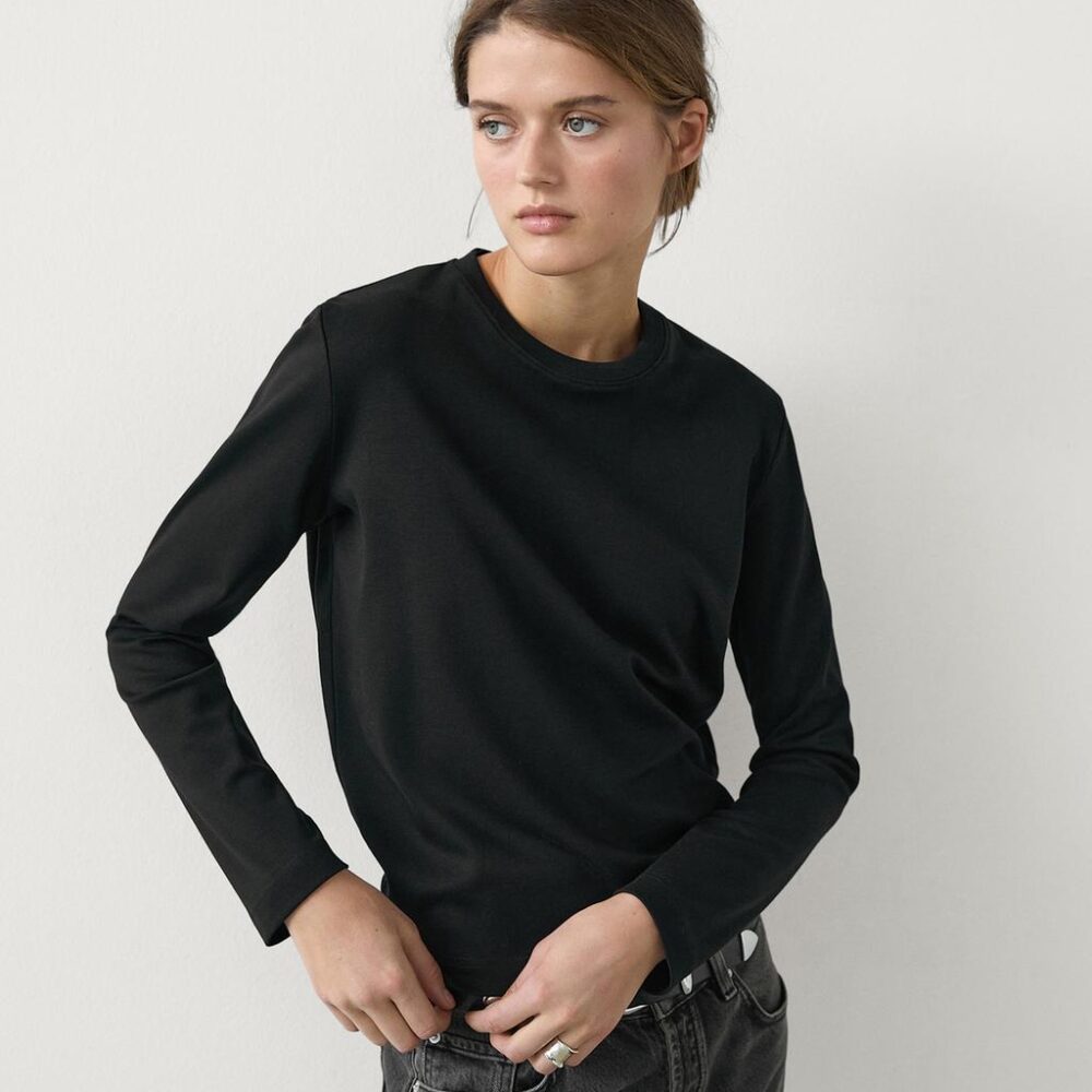 100% cotton interlock long sleeve T-shirt